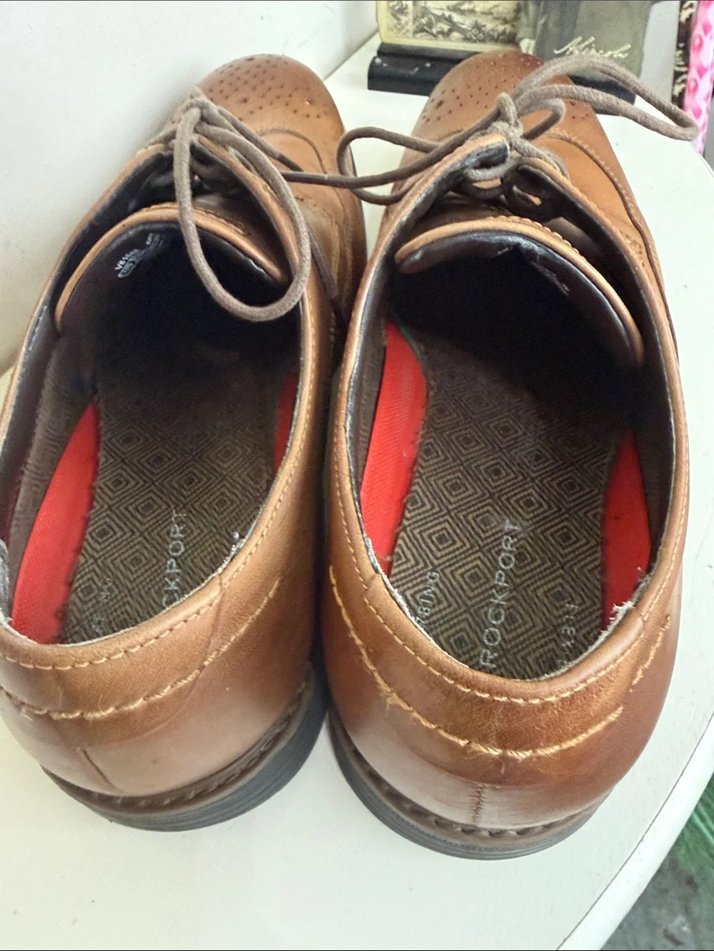 (S-2430) Rockport CB Men's Classic Brown Leather Lace-Up Dress Shoes, Size: 10.5